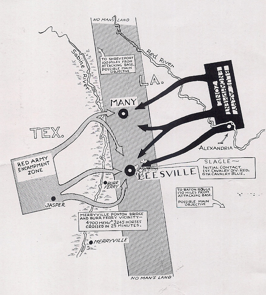 Map of the 1940 Louisiana Maneuver area.